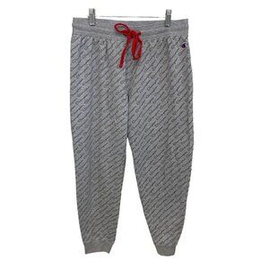 Champion Gray Blue Logo Cropped Lounge Pants Size Medium